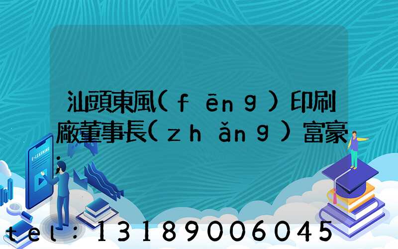 汕頭東風(fēng)印刷廠董事長(zhǎng)富豪